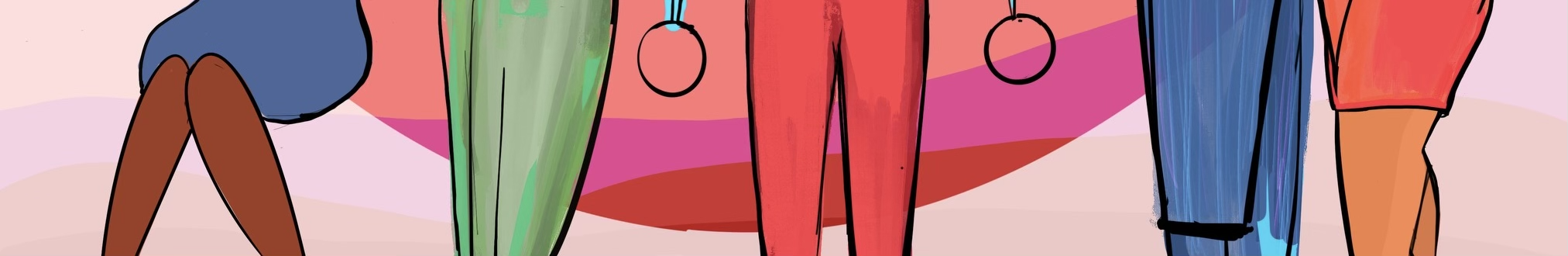 animated leg view of queer people standing